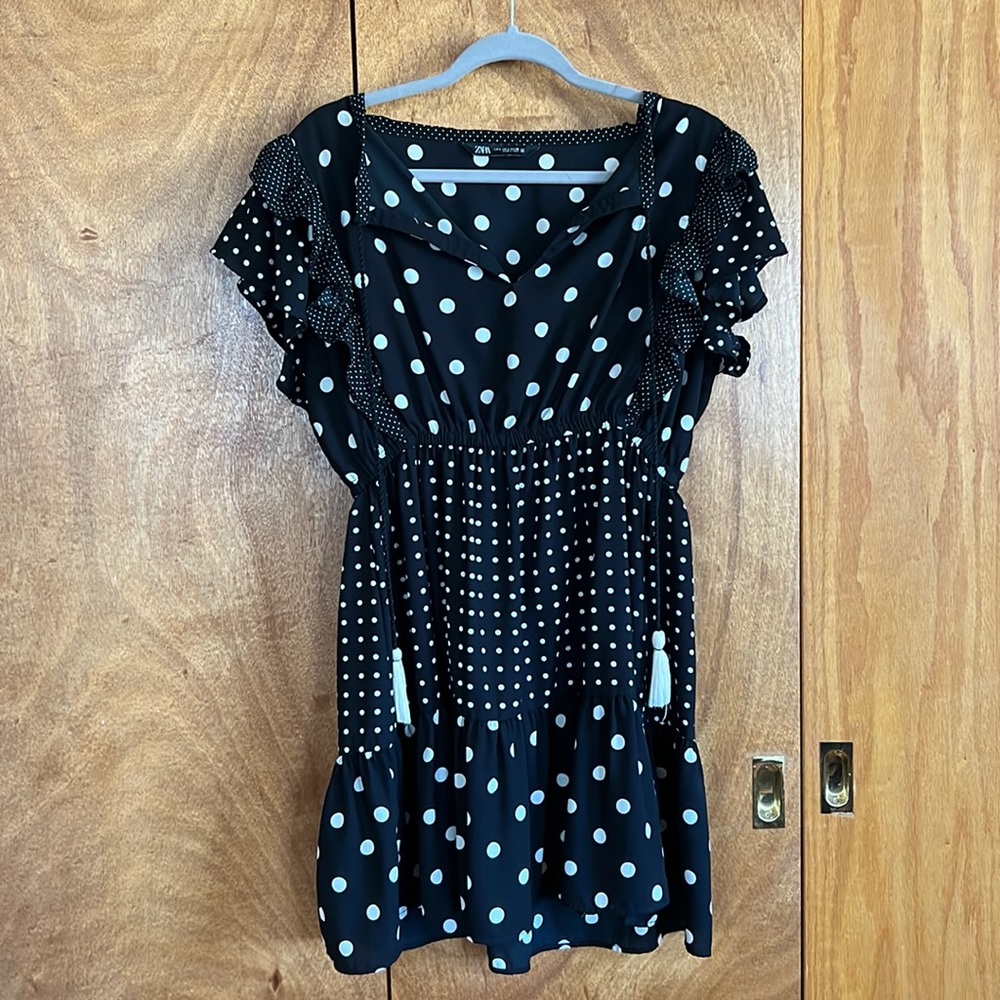 Zara Mixed Polka-Dot Mini Dress